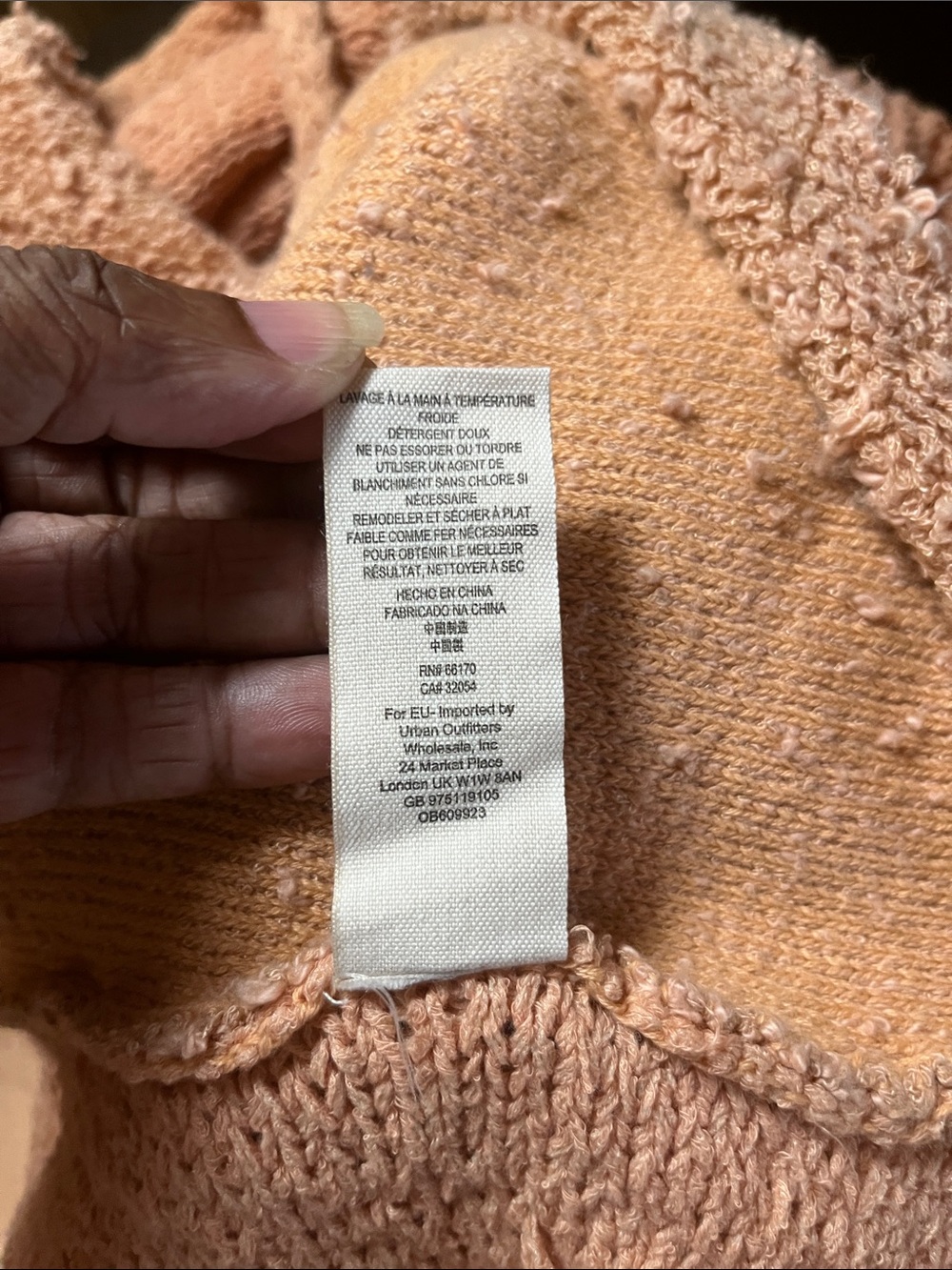 Free People Cuddle Up Pullover Sweater Cozy, Oversized Peach Loop-Knit - Picture 8 of 8